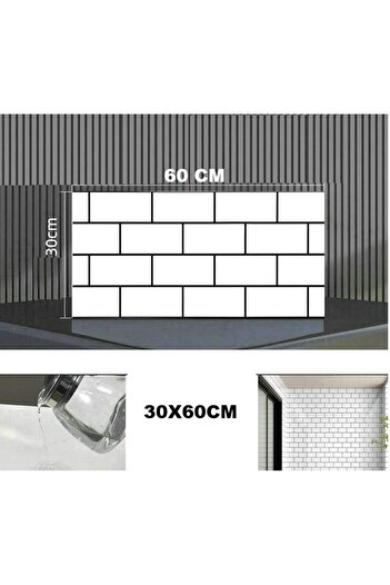 Renkli Duvarlar 60x30cm 1 τεμάχιο γυαλιστερό λευκό τούβλο μοτίβο αυτοκόλλητο τροχόσπιτο προκατασκευασμένο μπάνιο wc πάνελ τοίχου