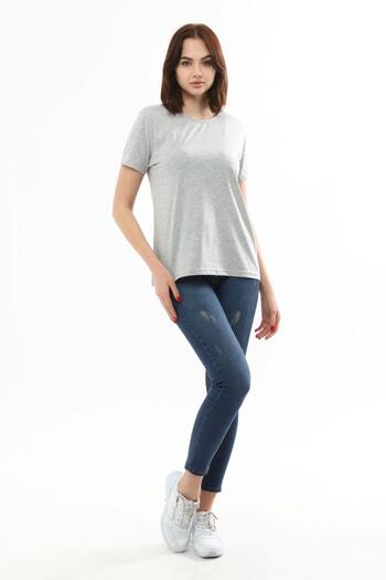 Miss Murem Round Neck Basic T-shirt-grey