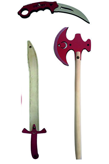 Ahtek Super Set of 3, Wooden Sword + Ax + Karambit Set