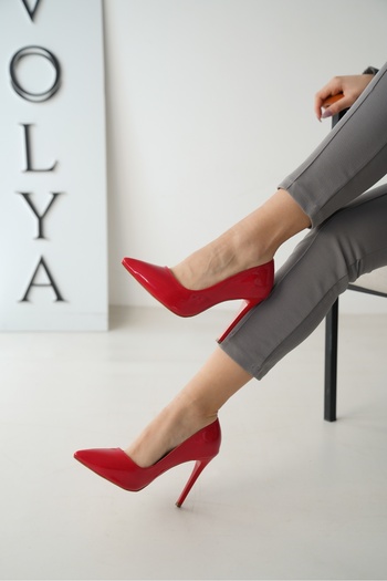 DİVOLYA Oli Red Patent Leather (11 cm Heels) Daily Use Stiletto
