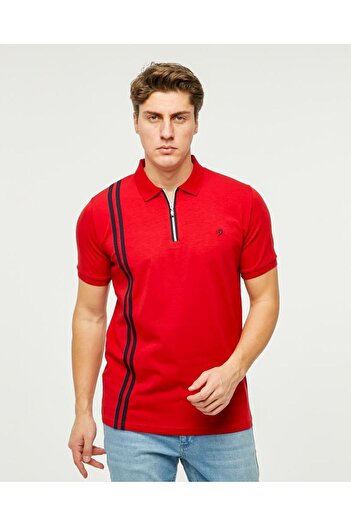 Rey Polo POLO NECK T-SHIRT WITH DOUBLE STRIPES AND ZIPPERS