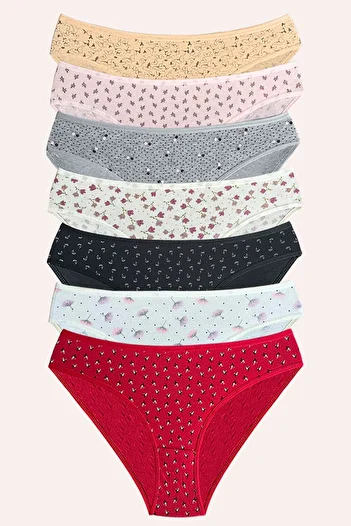 DONEX 1369 Bikini de bază cu model Pachet de chiloți 7 piese pentru femei