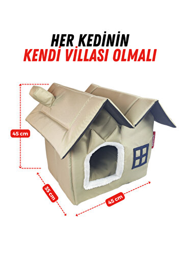 XPERMATE Kedi Evi Kedi Villası Kedi Kulübesi Kedi Evleri Bej Petvılla