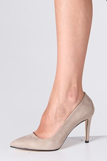 Mio Gusto Basic Beige Color Suede Women's Stiletto Heeled Shoes