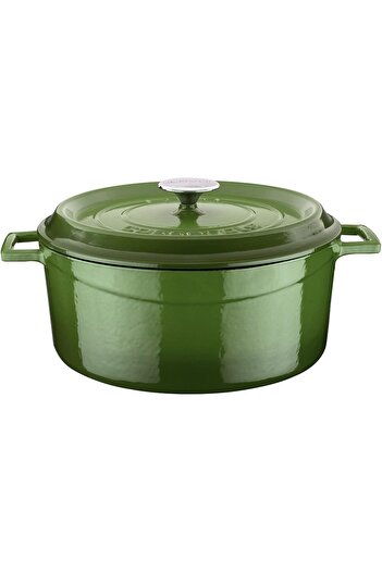Lava Cast Round Pot, Trendy, 28 Cm, 6.71 L Volume, Green