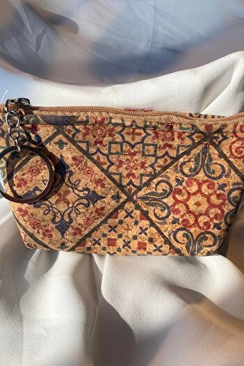 TAKIŞTIR Brown Ethnic Pattern Wallet/ Keychain