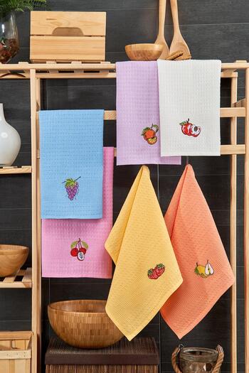 RASERSA Set of 6 Yellow and Orange Kitchen Towels