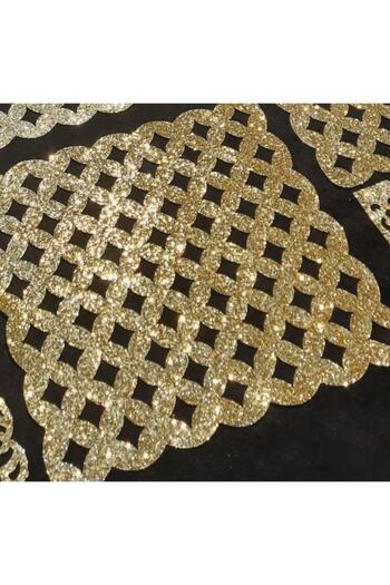 SEHARA Set of 3 Sparkly (silvery) Placemat, Nesting Mat, Coffee Table Cover (32x38cm)