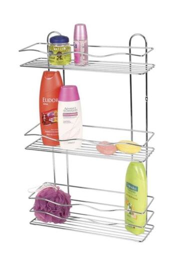 Çelik Ayna 3-Shelf Chrome Shampoo Holder