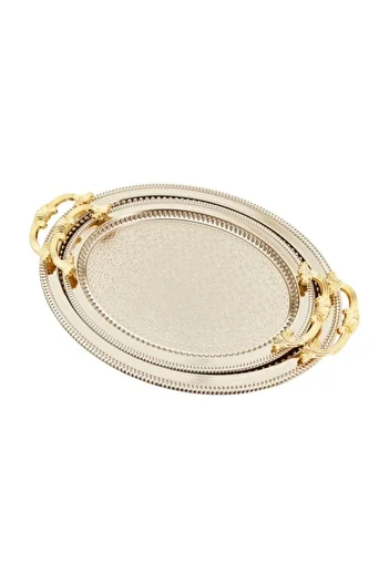 Dalgıç Set of 2 Silver Color Tarnish Tray