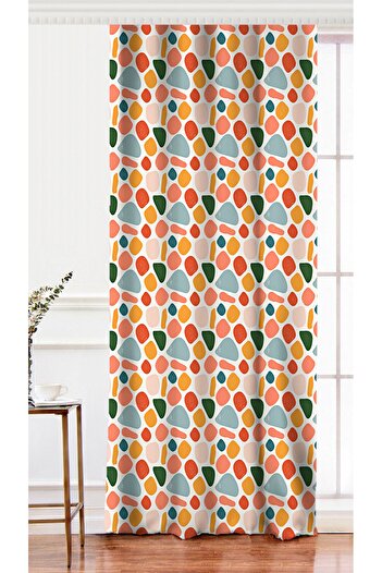 Realhomes Geometric Patterned Digital Printed Background Curtain on Single Wing White Backdrop