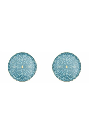 Porland Glamorous Turquoise Flat Plate 24cm Set of 2 04ap021554