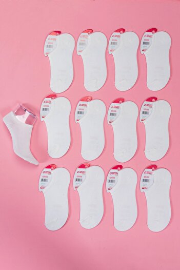 Line Smart Pack of 12 Women's Cotton Summer Snekers White Socks