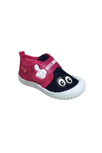 GEZER Girl's Navy Blue - Fuchsia Linen Kindergarten Nursery Shoes 3034