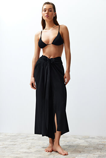Trendyol Collection Black Midi Woven Beach Pareo Tbess24Pr00011