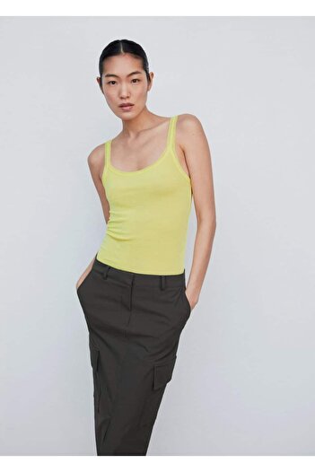 MANGO Woman Ribbed suspender blouse