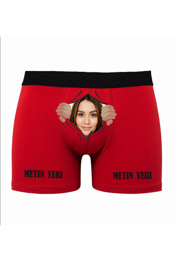 TexKid Kişiye Özel Fotoğraflı ve Yazılı Eğlenceli Hediye Erkek Man Boxer