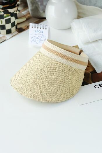 BAHELS Straw Imported Luxury Beige Visor Hat Spiral