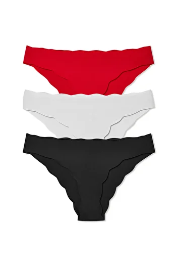 HNX 3-Piece Laser Cut Waist and Leg Wavy Slip Women's Panties
