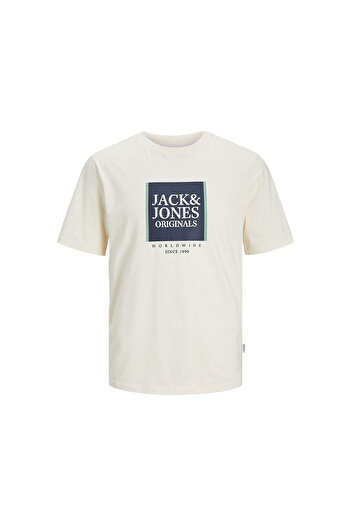 Jack & Jones Ανδρικό μπλουζάκι Jorlafayette Box Tee Ss Crew Neck 12252681   Βουτυροκρέμα