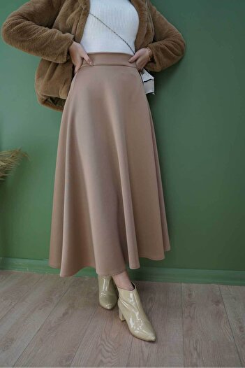 MODAALFABE Large Size Hijab Puff Scuba Flared Skirt