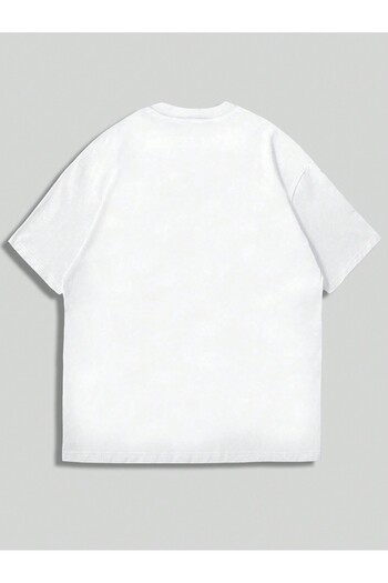 Jose Clothing Μπλουζάκι Unisex Λευκό εμπριμέ από οργανικό βαμβάκι Oversize κοντό μανίκι