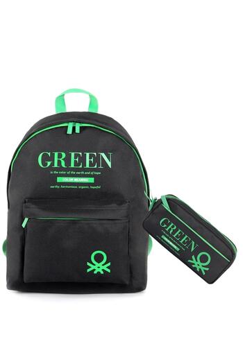 Benetton School Backpack with Laptop Compartment 2 Compartments + Pen Bag