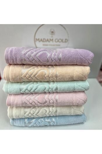 Akınal Bella AKINAL BELLA TITIZ BRAND 6 PIECES JACQUARD 50*90 HAND FACE TOWEL