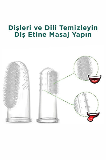 Factorial Slikon Parmak Bebek Diş Kaşıyıcı ve Şeffaf Renk Yumuşak Fırça Kutulu Erkek ve Kız Çocuk Ürünleri