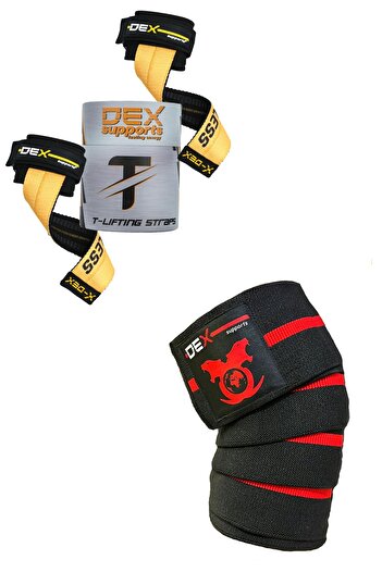 Dex Supports Lasting Energy T-Grips Lifting Straps Weight Belt T-GRIPS PRO+Fitness Wrap Knee Brace Pro Knee Wraps 2 Pack