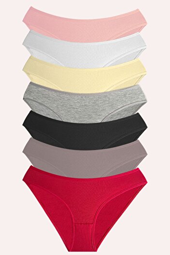 DONEX 1432 Bikini de bază de culoare uni Model 7 piese Pachet slip damă