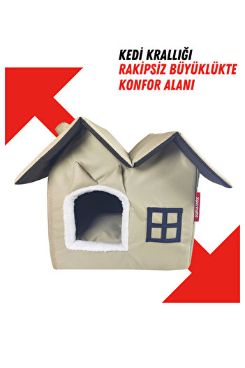 XPERMATE Kedi Evi Kedi Villası Kedi Kulübesi Kedi Evleri Bej Petvılla