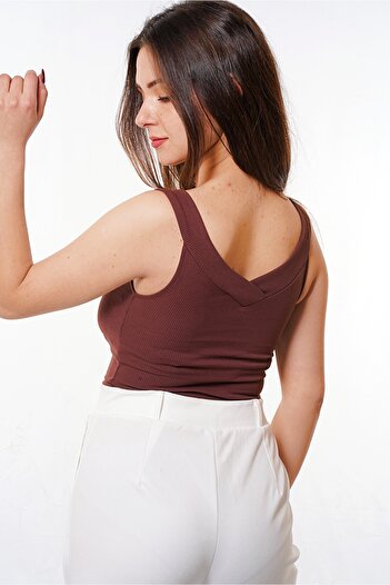 FV Women's Bustier Crop Corded Front Back V