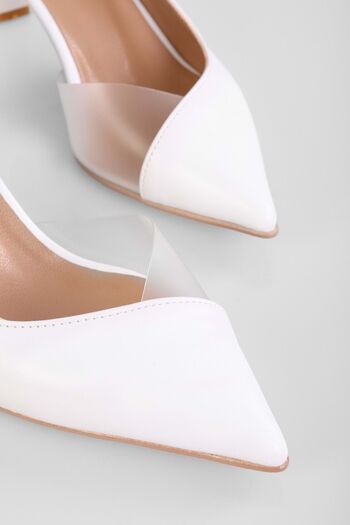 Shoeberry Dámské Millie White Skin Transparentní Detailní Boty na podpatku Stiletto