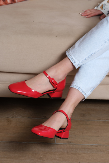 Sibel Durmaz Sonyo Red Buckle Detailed Heeled Shoes