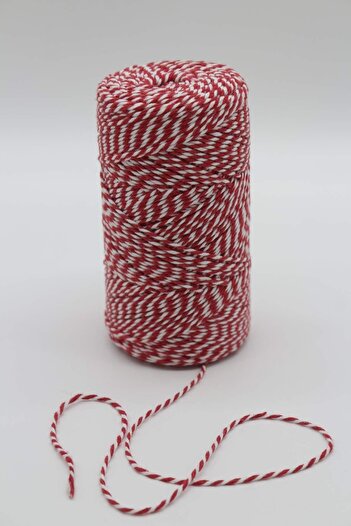 Hobimos 200 Meters Red and White Martentica String, Luck, Bracelet, Mart String, Gift Packing String