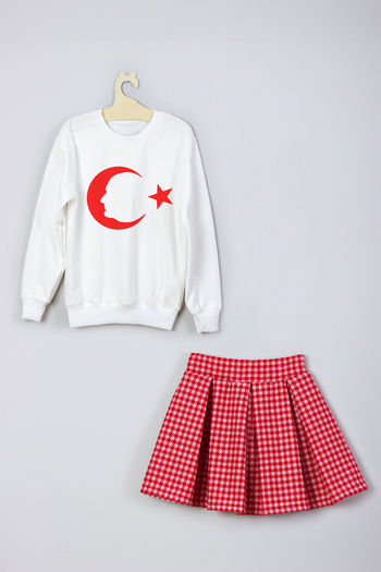 ADA BEBEK ÇOCUK New Season Moon Star Printed Skirt Sweat Set