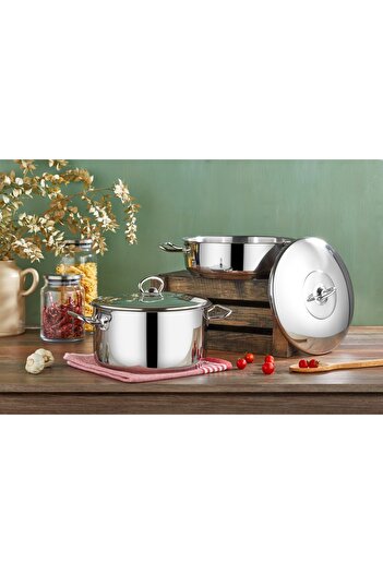 Özkent Çamlıca Flat Short Rice Pot 26 Cm (18/10 Stainless Steel)