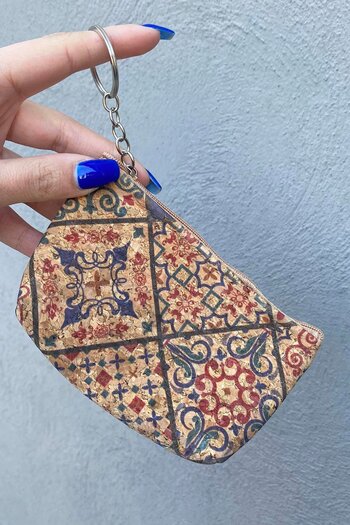 TAKIŞTIR Brown Ethnic Pattern Wallet/ Keychain