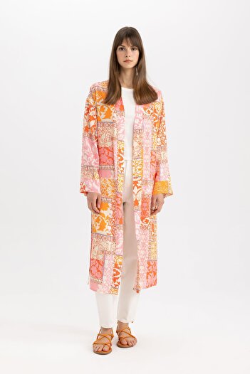 DeFacto Relax Fit Leak Collar Printed Kimono C6340AX24SP