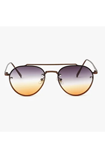 Angel Eyes Drop Design Brown Frame Gradient Glass Unisex Sunglasses