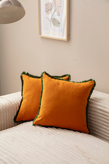 SWITA MUSTARD COLOR FRINGED SINGLE COLOR 43X43 CIRLENT CASE