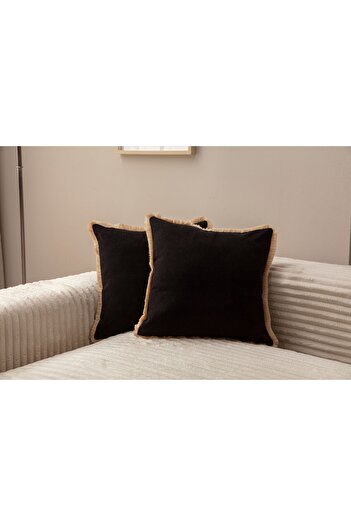 SWITA BLACK FRINGED SINGLE COLOR 43X43 KIRLENT CASE