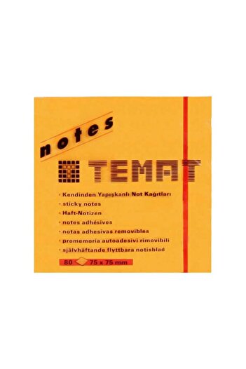 Temat Adhesive Note Paper 75×75 Highlighter Orange