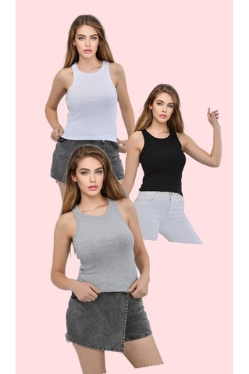 NOBLELOOK Women's Ribbed Halter Neck Knitted Tank Top
