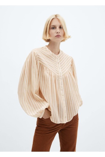 MANGO Woman Buttoned Blouse with Flywheel Sleeves