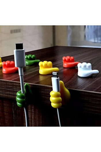 TİNEKE Mixed Color Thumb Cable Holder Adhesive Toothbrush Keychain Plant Branch Holder Strap 10 Pieces