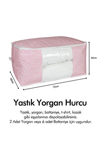 REKHOME Pencereli Yaprak Pudra Büyük Boy Yastık Yorgan Kazak Hurcu / 75x40x40
