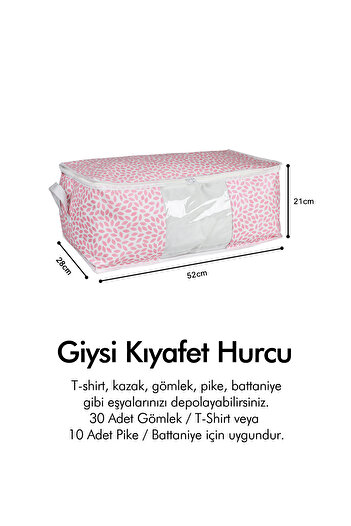 REKHOME Yaprak Pudra Pencereli Baza Altı Kazak Pike Battaniye Giysi Kıyafet Hurcu / 52x28x21