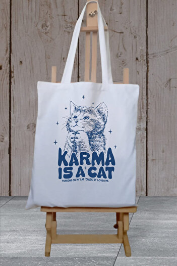 Cemira Taylor Swift Karma Is A Cat - Χοντρή πάνινη τσάντα
